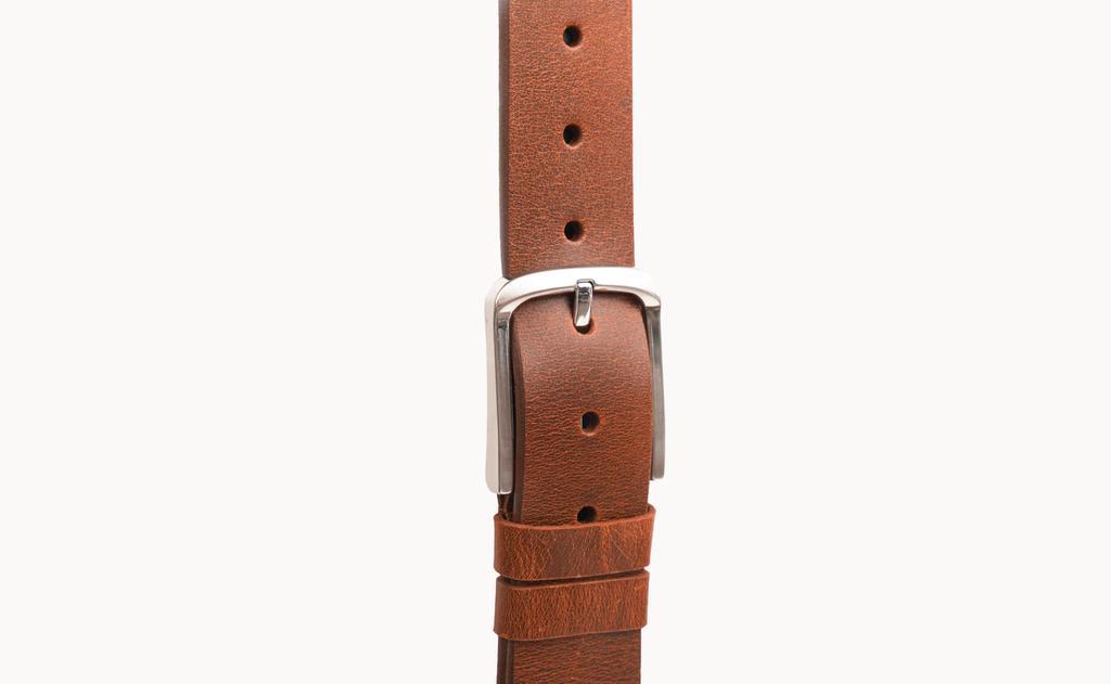 Natural Leather Belt With Stainless Steel Buckle
